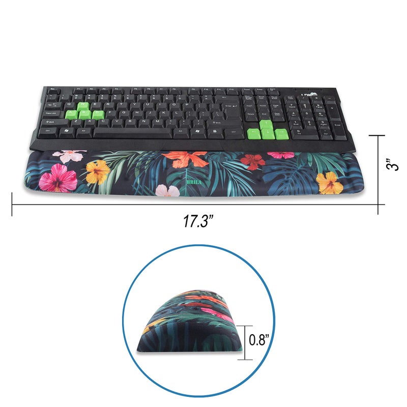 BRILA Memory Foam Mouse & Keyboard Wrist Rest Support Pad Cushion Set for Computer, Laptop, Office Work, PC Gaming - Massage Holes Design - Easy Typing Wrist Pain Relief (Floral Leaves) - Image 2